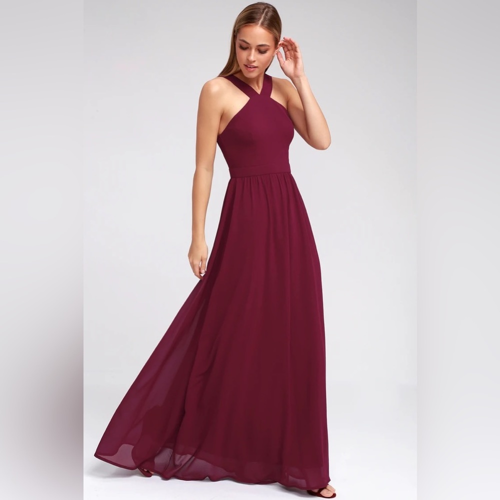 Lulus Air of Romance Burgundy Maxi Dress
